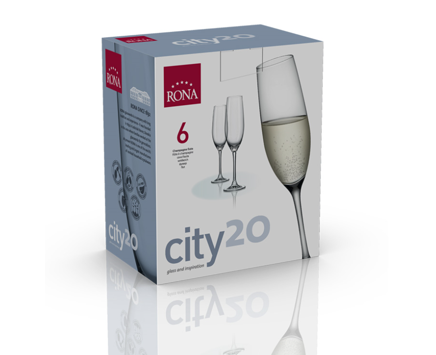 RONA Sklenice na sekt CITY 200ml 6ks