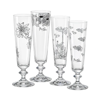 CRYSTALEX skleničky na sekt 205ml BY MUCHA /4ks *
